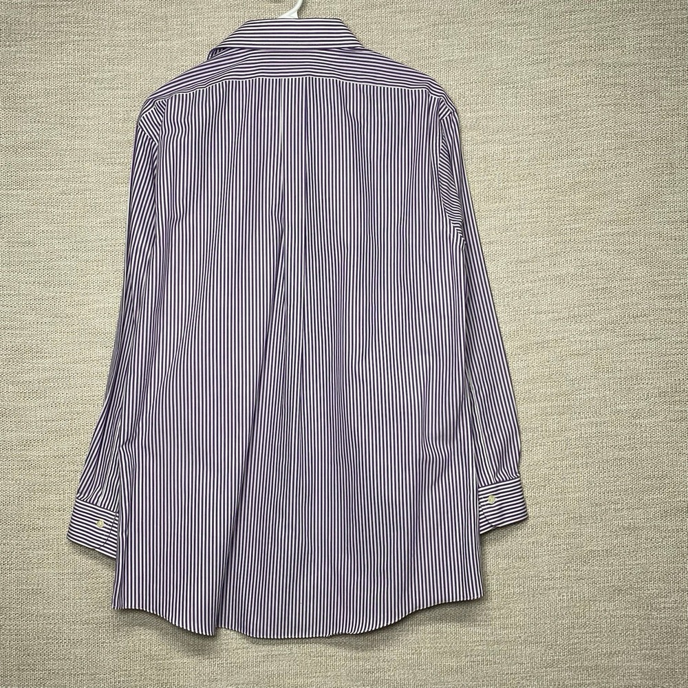 Brooks Brothers 1818 Dress Shirt 16 2 Men Slim Non Iron Purple Stripes - Picture 3 of 7
